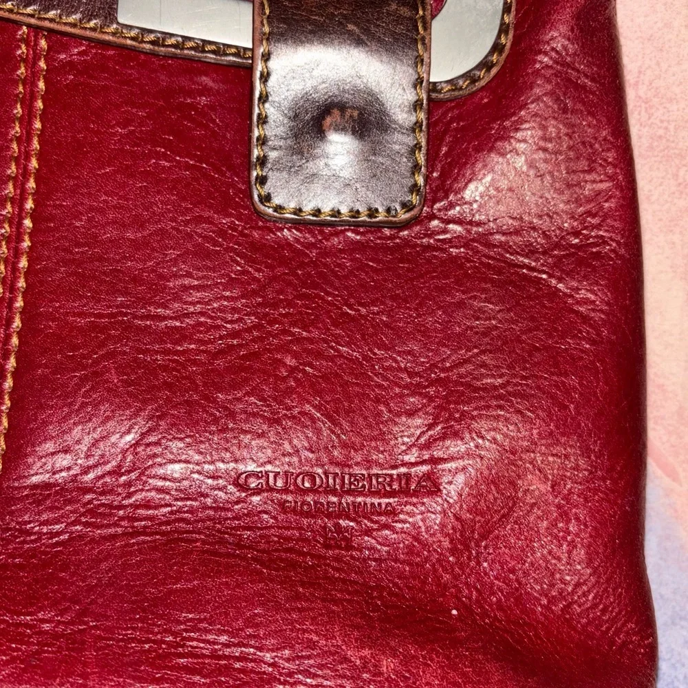 Vintage Cuoieria Fiorentina Italy red leather convertible purse back pack